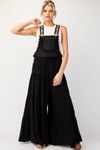 Lace trim tiered sleeveless jumpsuit