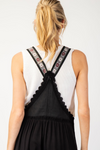 Lace trim tiered sleeveless jumpsuit