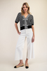 Striped V-neck short sleeve knit cardigan