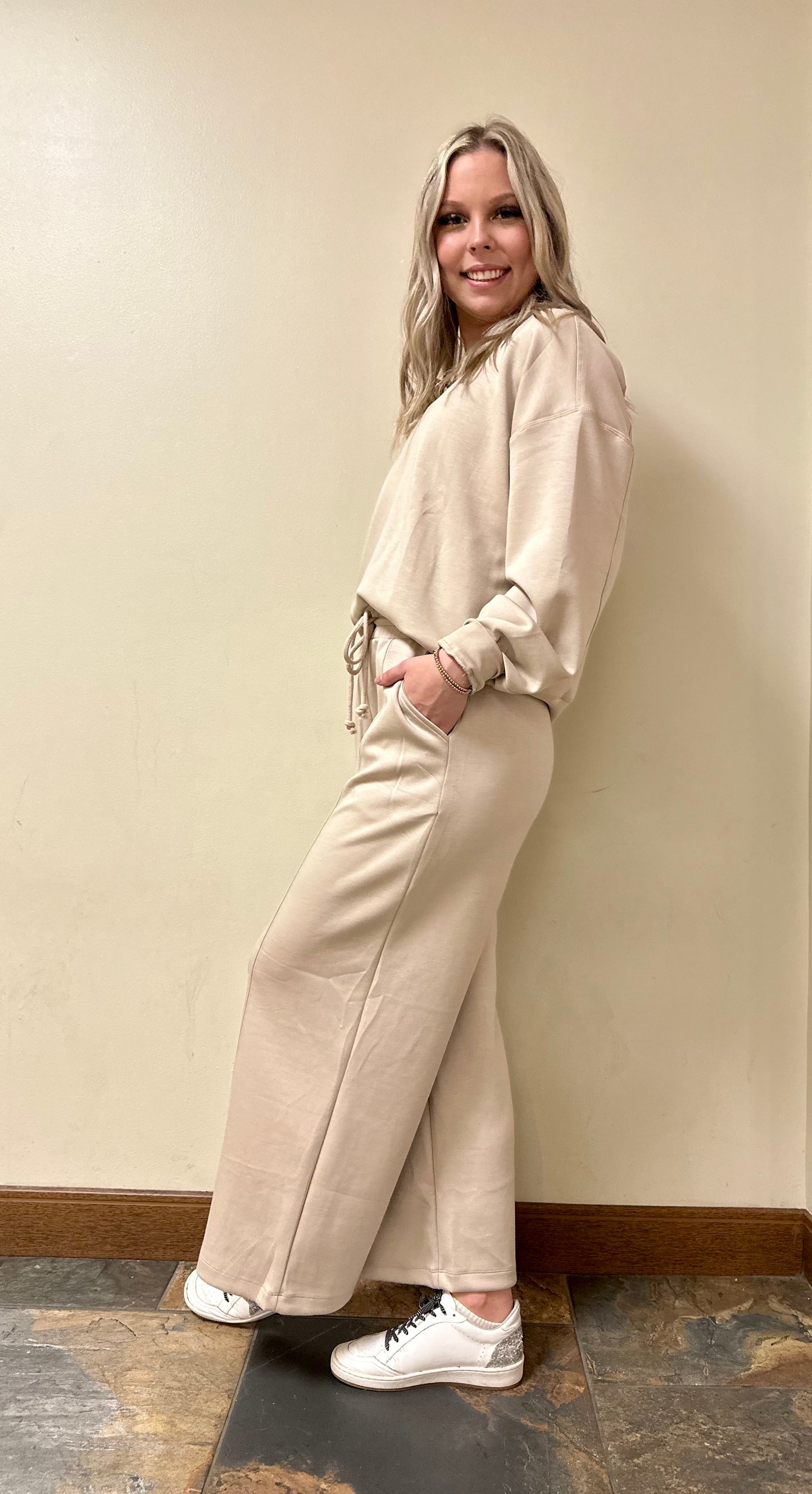 Scuba drawstring pants with side pockets and side slits Pants Wishlist   