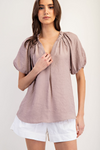 Puff Sleeve V-Neck Top