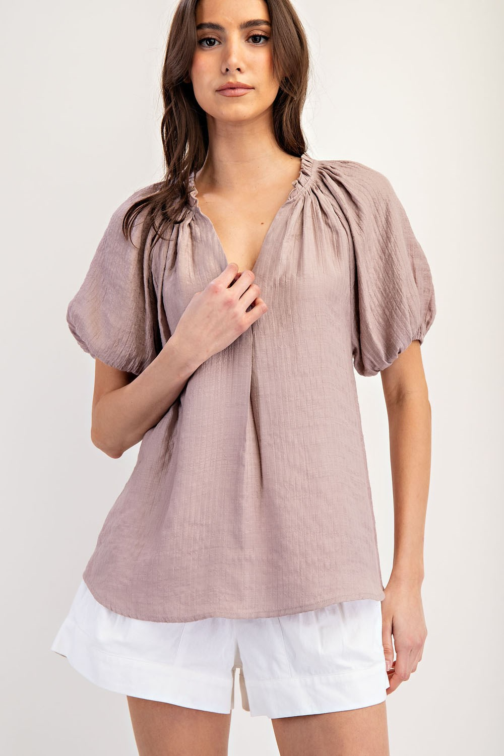 Puff Sleeve V-Neck Top