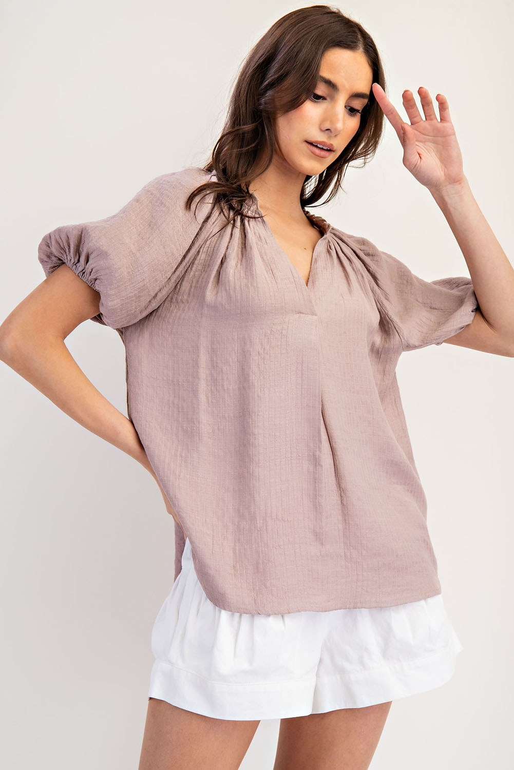 Puff Sleeve V-Neck Top