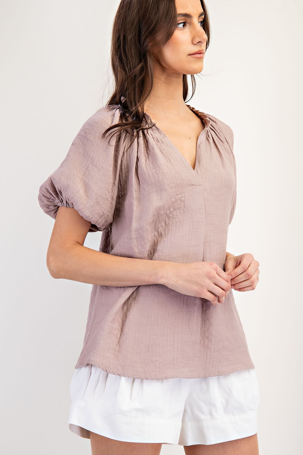 Puff Sleeve V-Neck Top