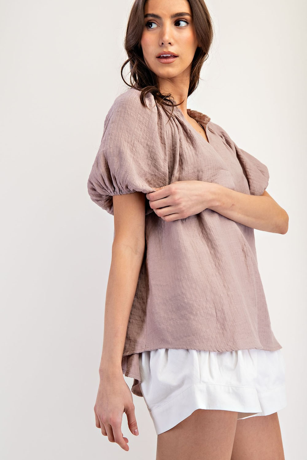 Puff Sleeve V-Neck Top
