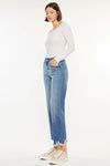 Kan Can high rise straight leg jeans with chewed hem