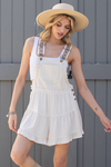 Lace trim tiered sleeveless romper