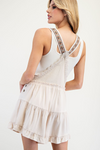 Lace trim tiered sleeveless romper