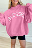 NEW Oversize Blessed Embroidered Mock Neck Sweatshirt