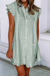Ldc Stripe Frilled Short Sleeve Collar Mini Dress