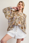 Printed Button Down Shirt Top