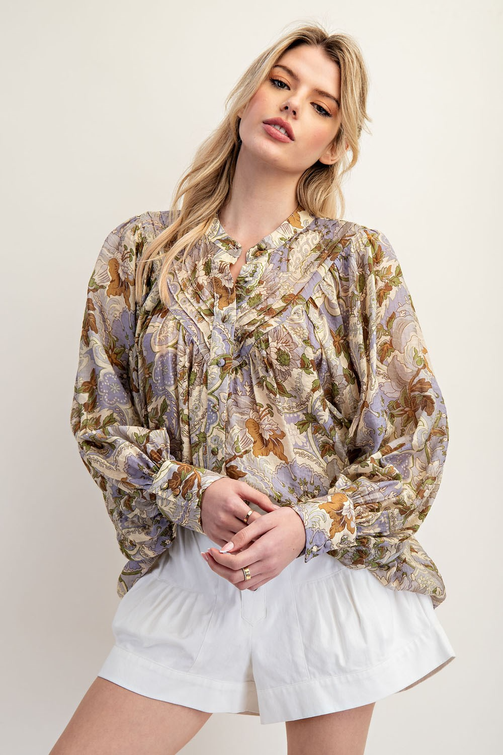 Printed Button Down Shirt Top