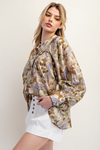 Printed Button Down Shirt Top