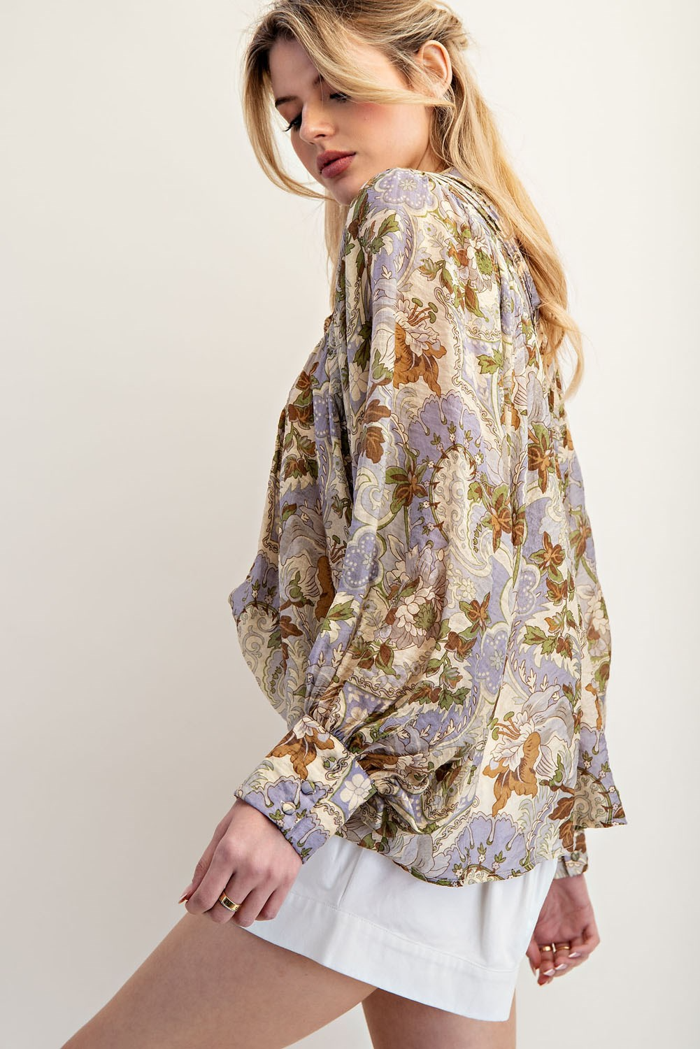 Printed Button Down Shirt Top