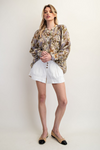 Printed Button Down Shirt Top