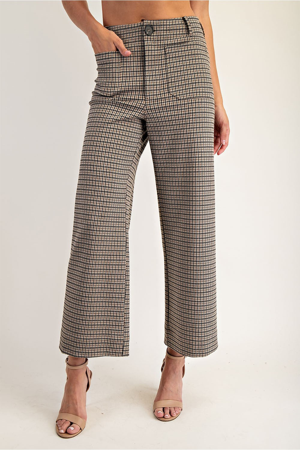 Houndstooth straight leg pants