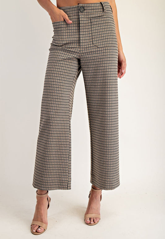 Houndstooth straight leg pants