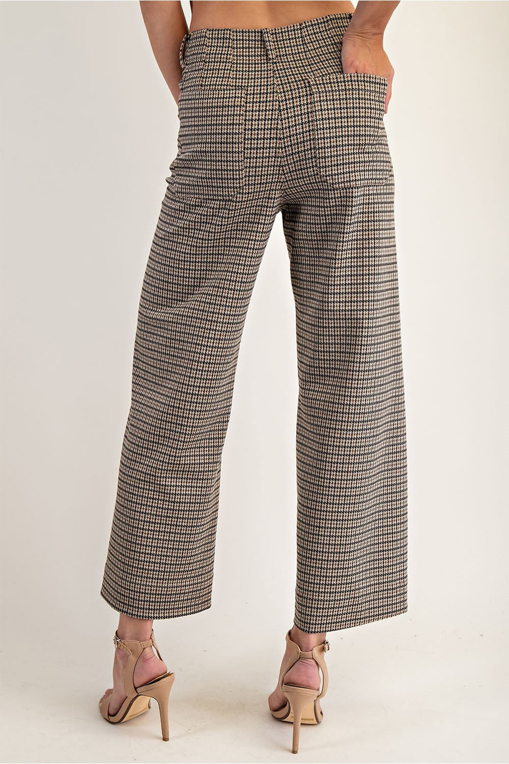 Houndstooth straight leg pants