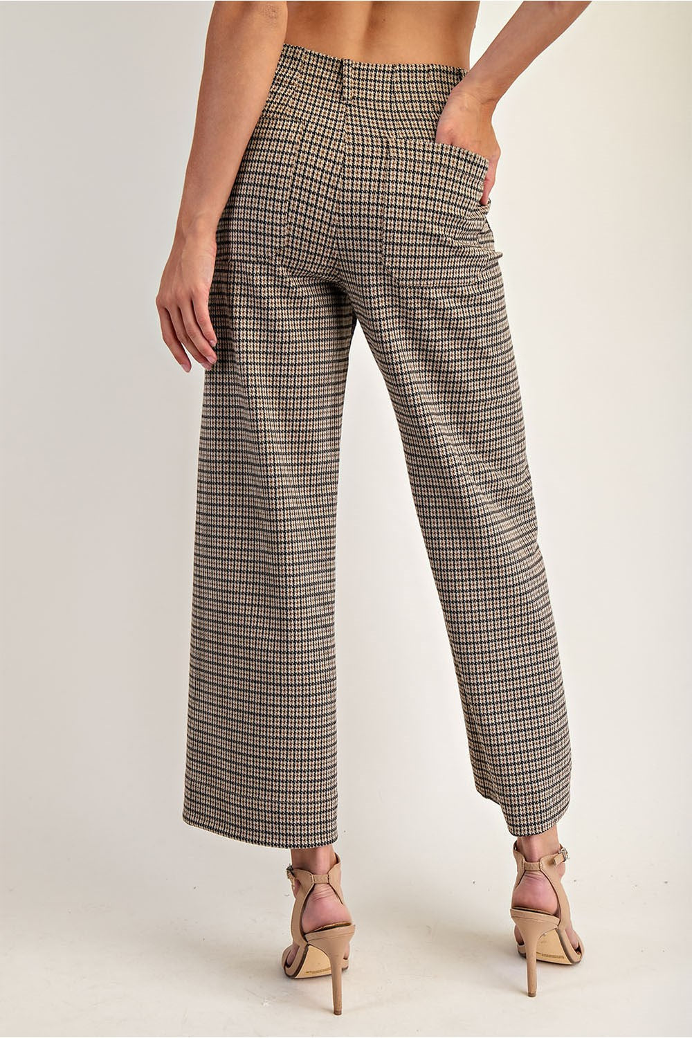 Houndstooth straight leg pants