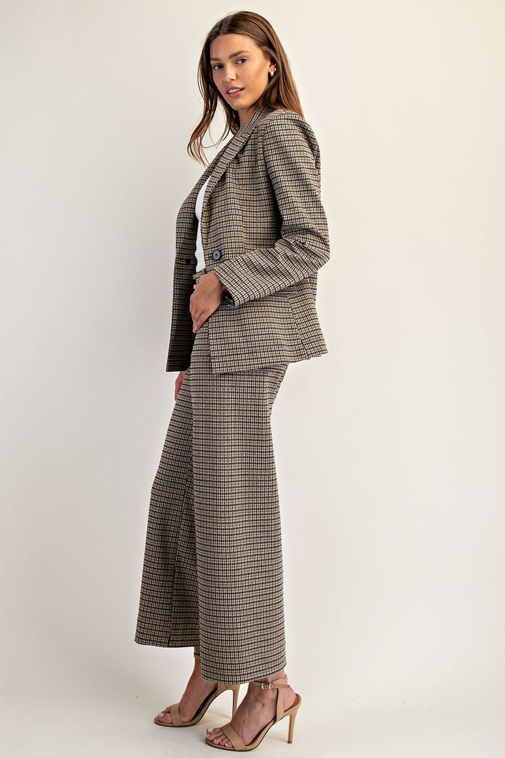 Houndstooth straight leg pants