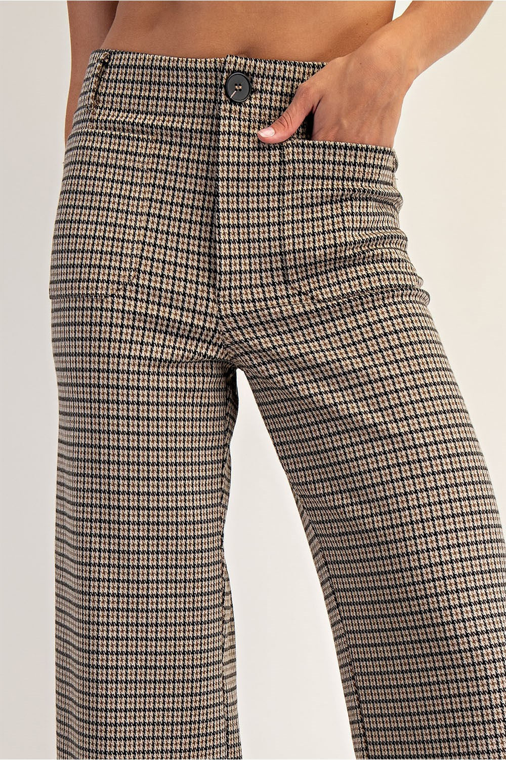 Houndstooth straight leg pants
