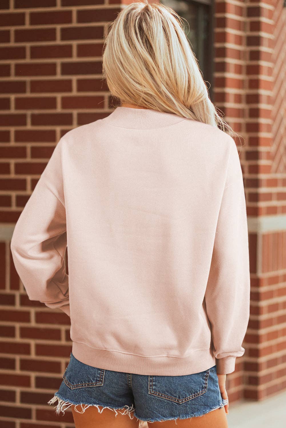 NEW Oversize Blessed Embroidered Mock Neck Sweatshirt