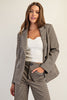 Houndstooth pattern long sleeve blazer