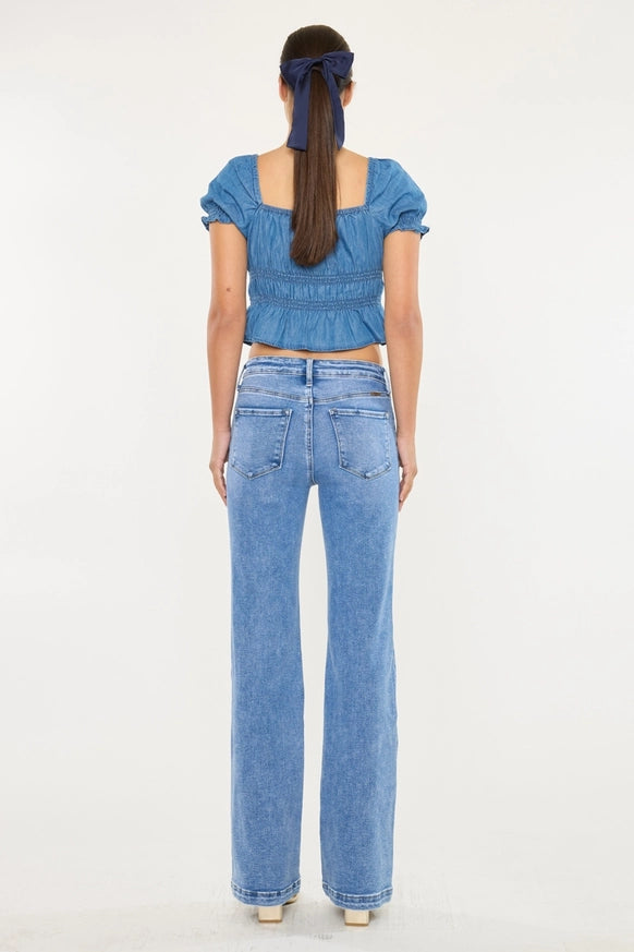 Kan Can high rise wide leg flare jeans
