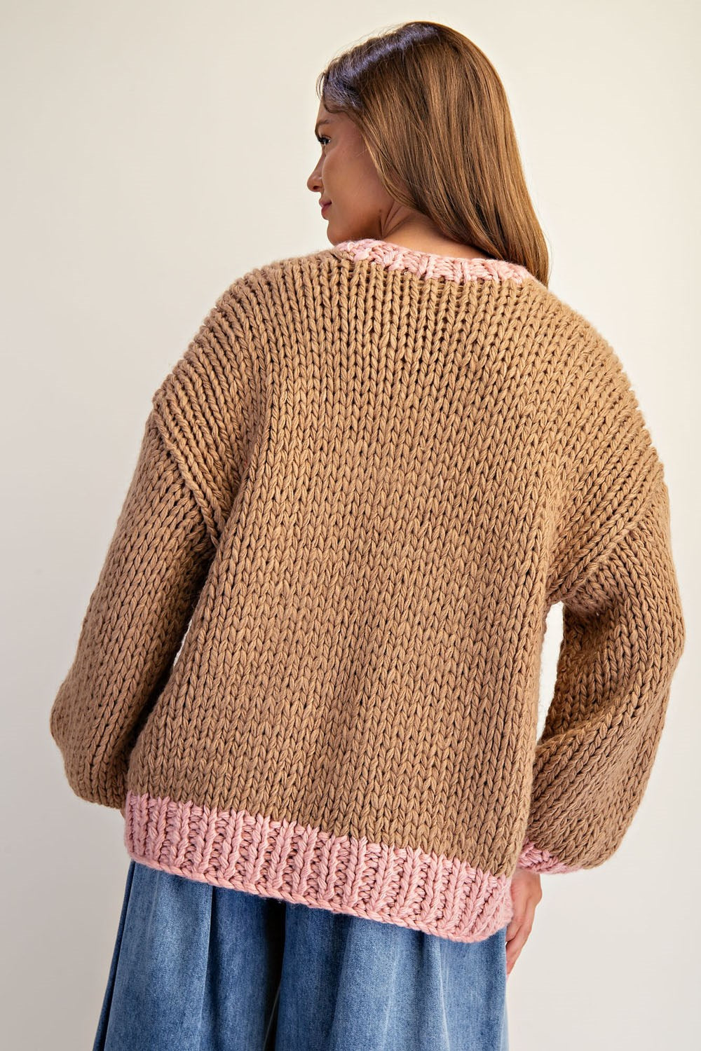 Two tone long sleeve cardigan