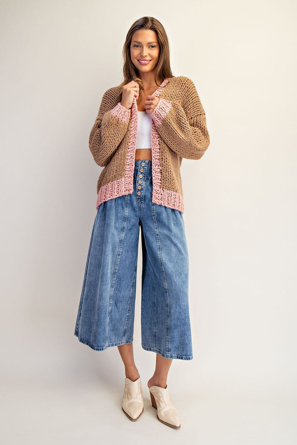 Two tone long sleeve cardigan