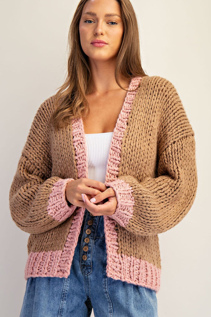 Two tone long sleeve cardigan
