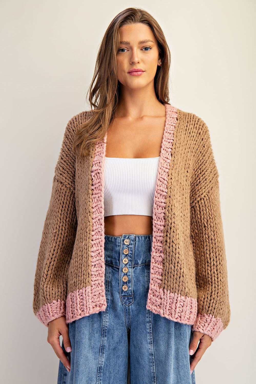 Two tone long sleeve cardigan