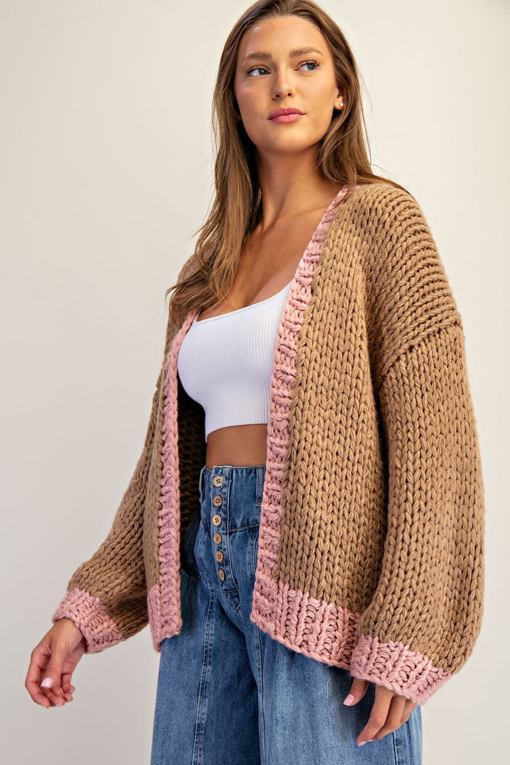 Two tone long sleeve cardigan