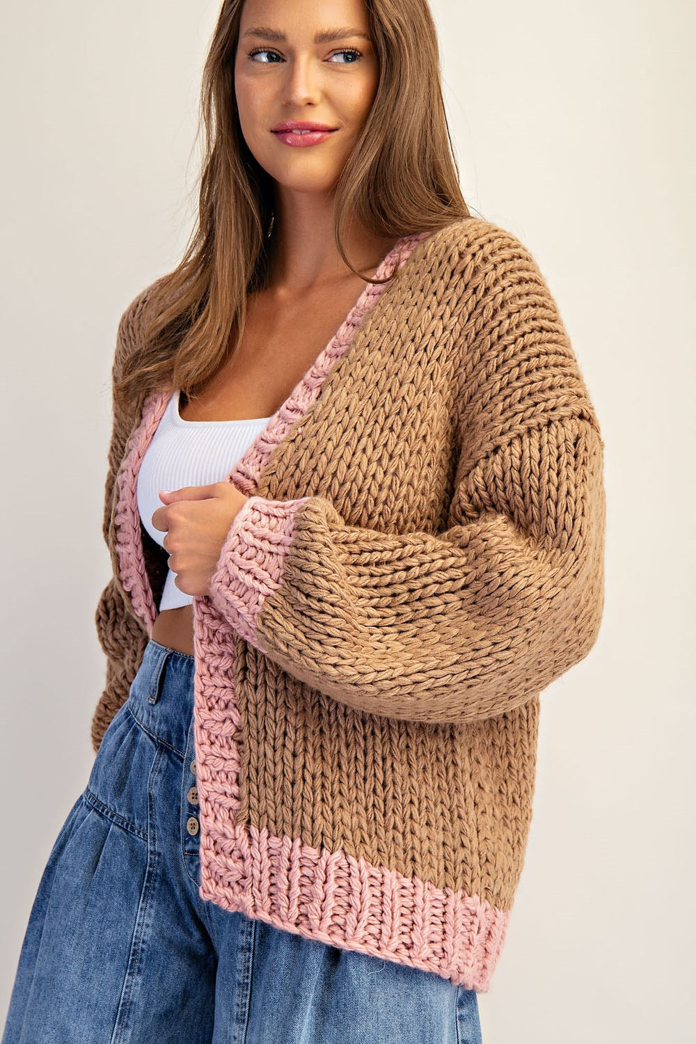Two tone long sleeve cardigan