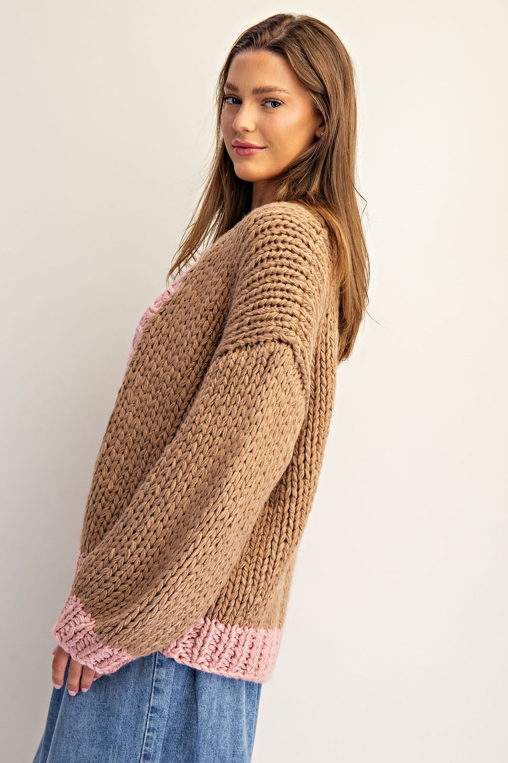 Two tone long sleeve cardigan