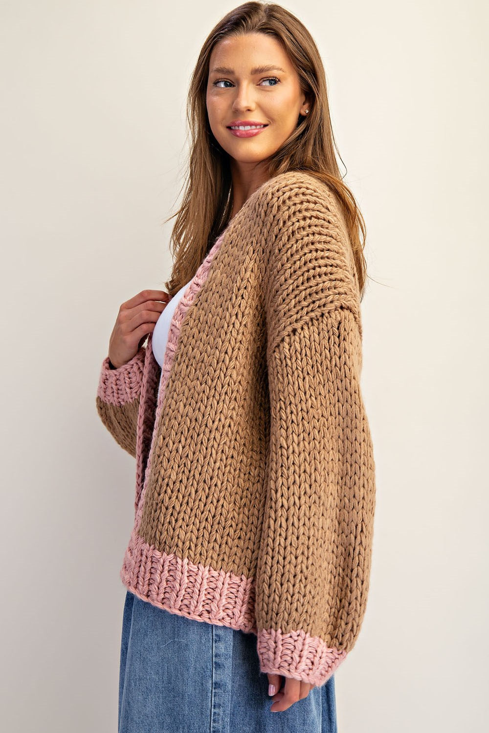 Two tone long sleeve cardigan