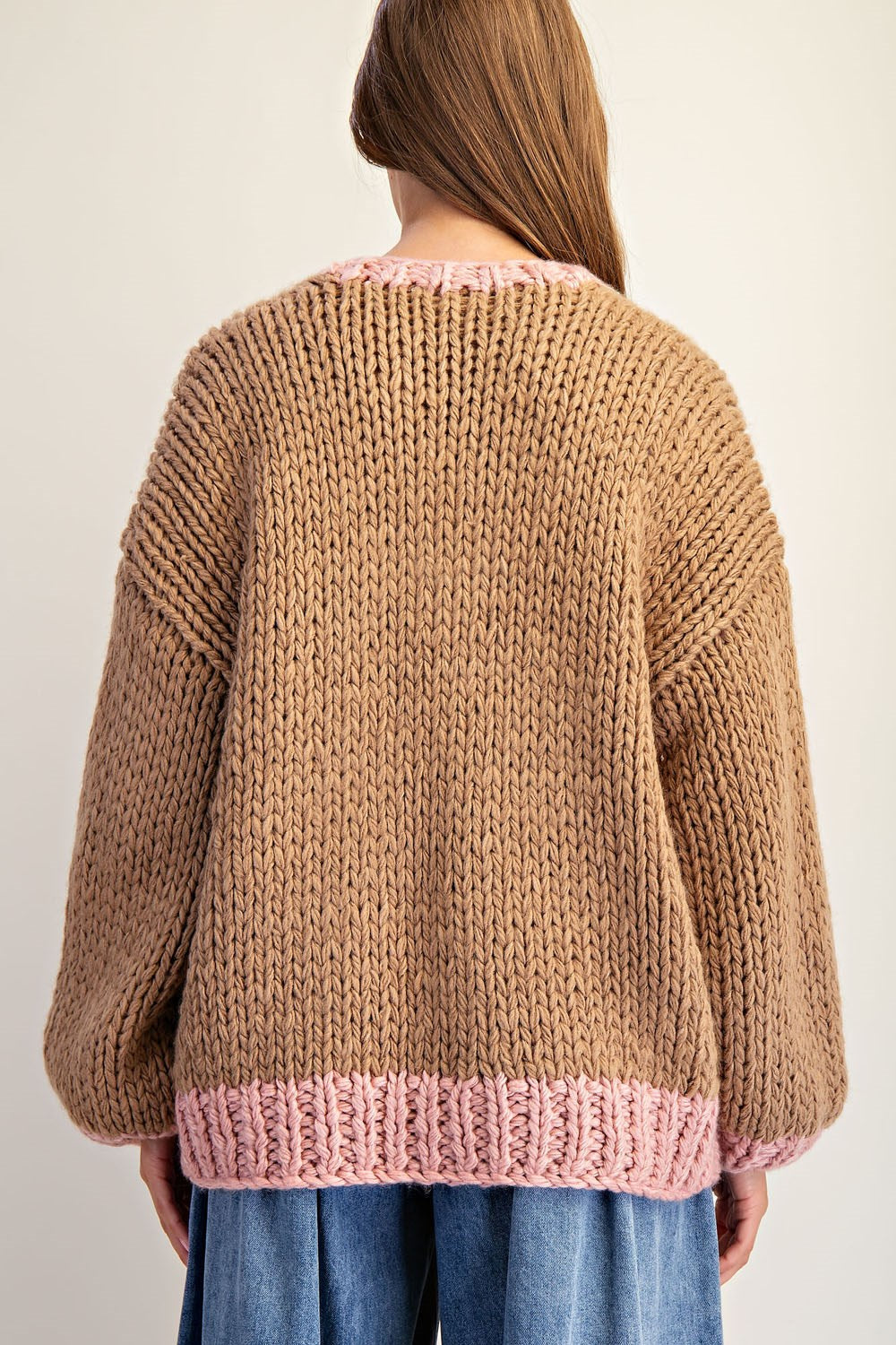 Two tone long sleeve cardigan
