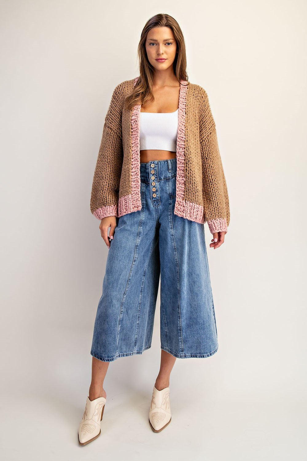 Two tone long sleeve cardigan