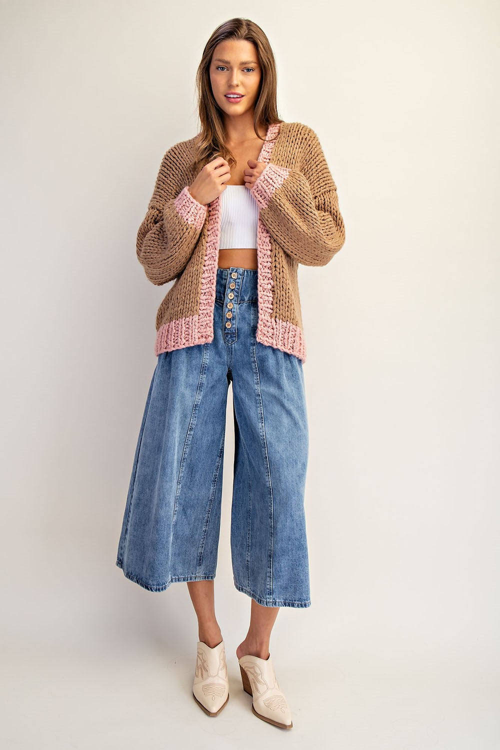 Two tone long sleeve cardigan