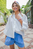 Back pleat button down blouse top