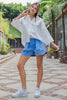 Back pleat button down blouse top