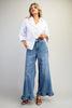 Mineral Washed Ruffle Hem Jeans