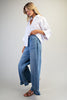 Mineral Washed Ruffle Hem Jeans