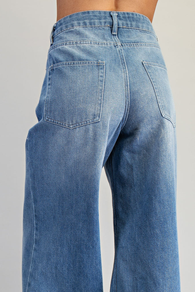 Mineral Washed Ruffle Hem Jeans