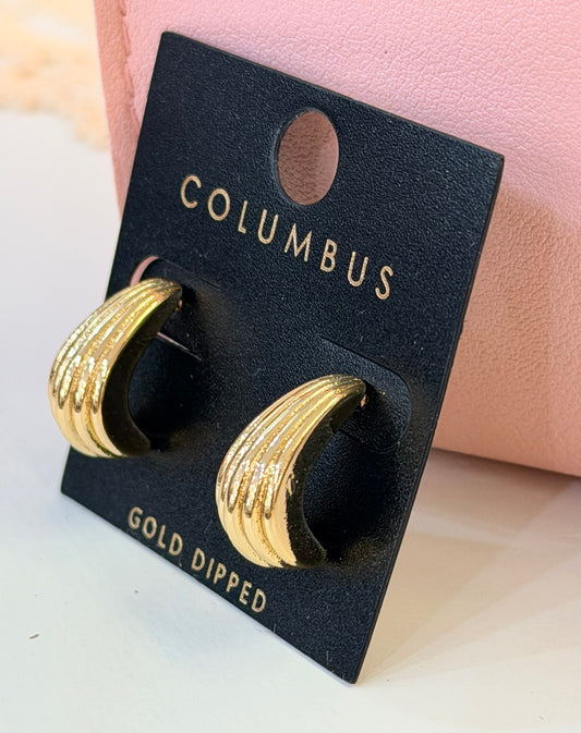Half moon welded gold dipped hoops earrings
