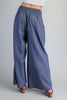 Soft Washed Pinstriped Wide Leg Pants