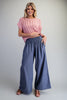 Soft Washed Pinstriped Wide Leg Pants