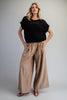 Soft Washed Pinstriped Wide Leg Pants