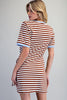 Striped waist tie mini dress