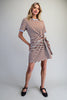 Striped waist tie mini dress